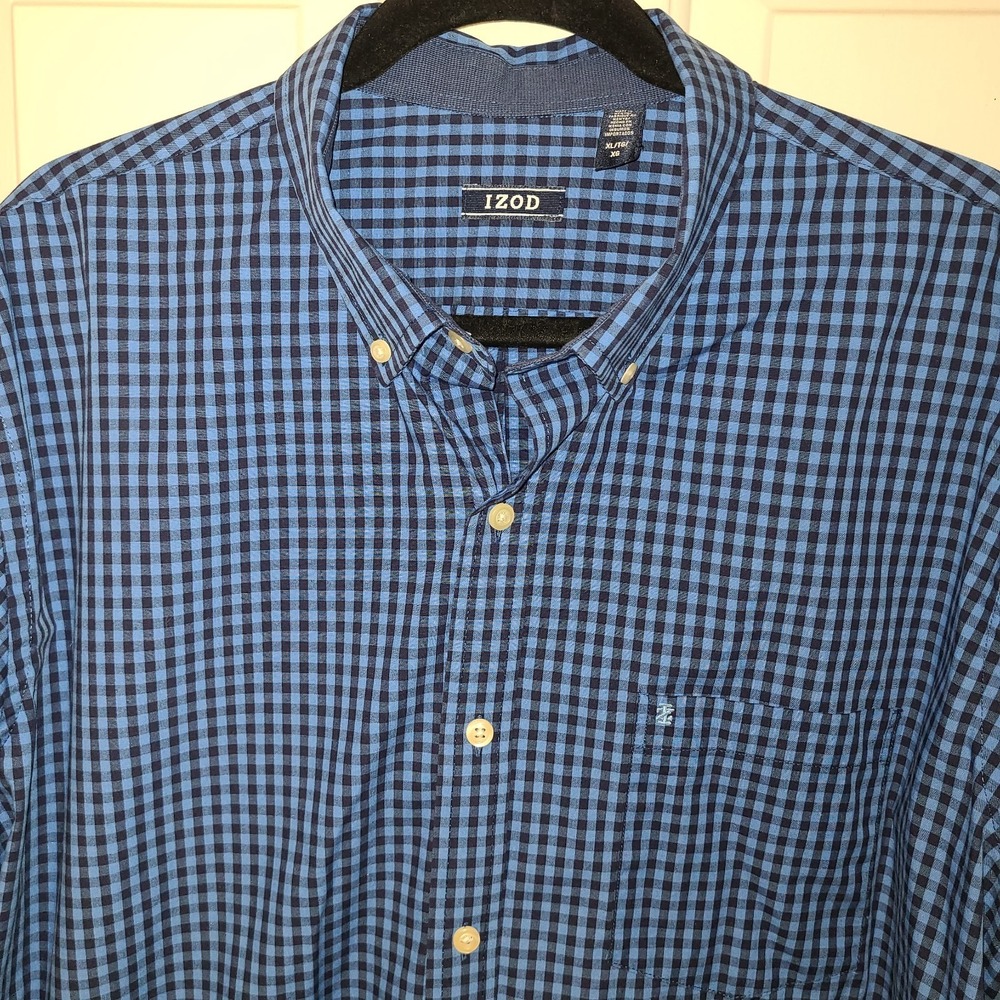 IZOD Shirt‎ Men's XL Checkerboard Button Down Long Sleeve Preppy
